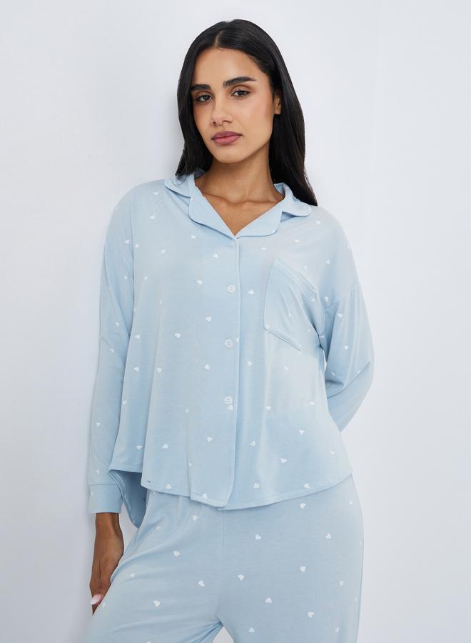 ستايلي طقم بيجاما من بنطال وبلوزة بتفاصيل جيب - Image 2